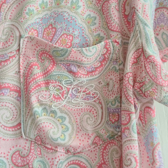 LRL  Pink Paisley Capri Length Cotton Blend Knit Pajama Set Women's Medium - Picture 4 of 15